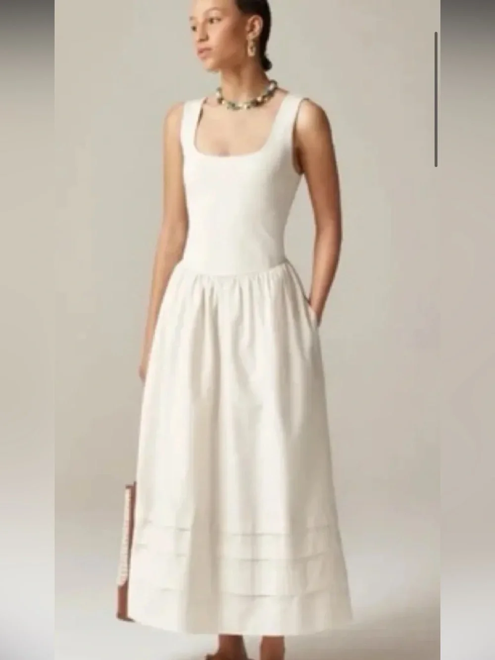J. Crew Cream Scoop-Neck Sleeveless Maxi Dress - XS LIKE NEW